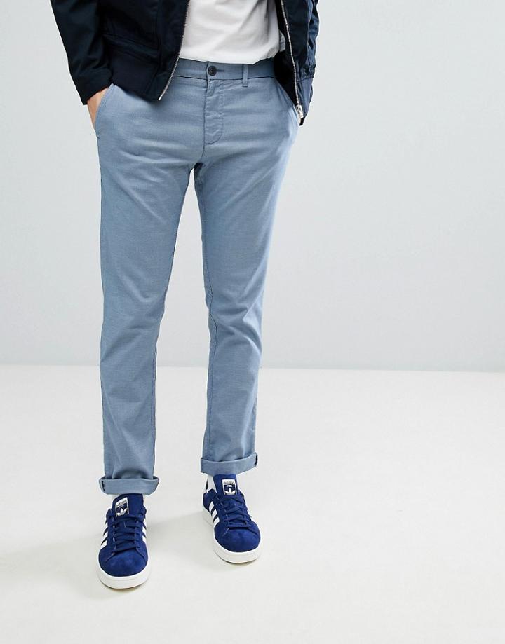 Original Penguin Slim Fit Stretch Birdseye Pattern Chinos In Blue - Blue