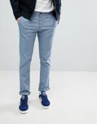 Original Penguin Slim Fit Stretch Birdseye Pattern Chinos In Blue - Blue
