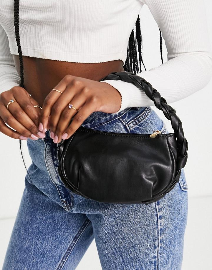 Glamorous Mini Grab Bag With Woven Strap In Black
