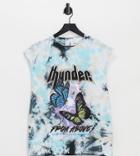 Collusion Oversized Sleeveless T-shirt With Thunder Print In Tie Dye-multi