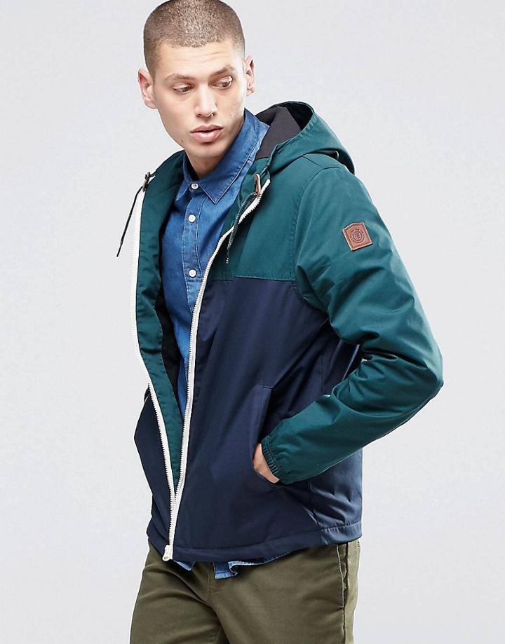 Element Alder Lightweight Parka 2 Tone Navy/green - Green