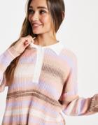 Asos Design Sweater With Collar In Space Dye-multi