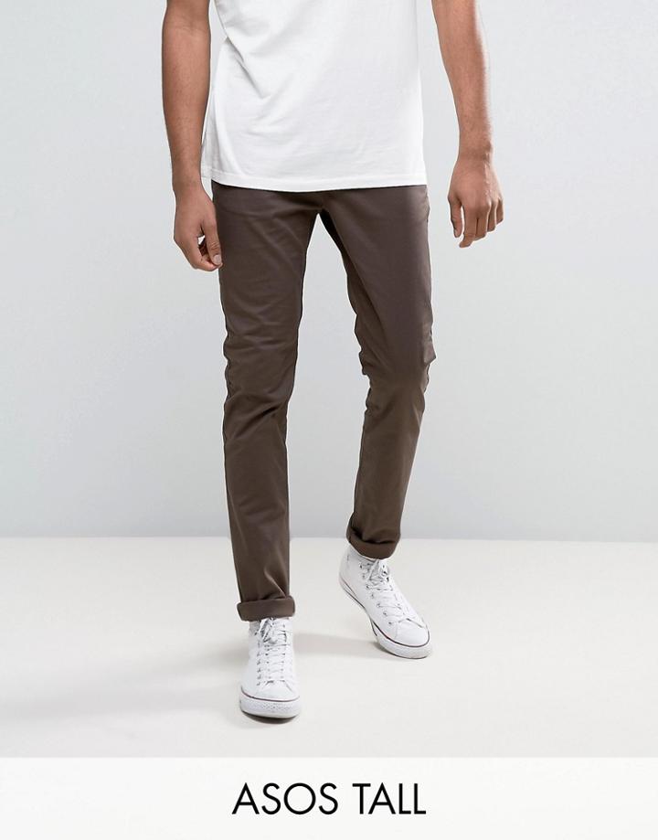 Asos Tall Skinny Chinos In Brown - Brown