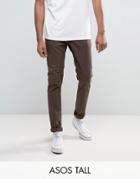 Asos Tall Skinny Chinos In Brown - Brown