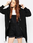 Asos Rain Trench In Midi Length - Black