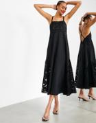 Asos Edition Cami Maxi Dress With Applique Embroidery In Black