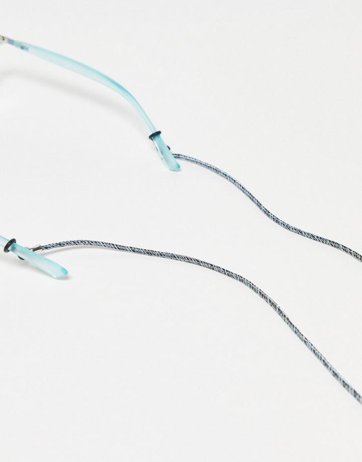 Asos Design Cord Sunglasses Chain In Sporty Blue
