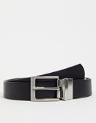 Asos Design Slim Reversible Belt In Black And Suede Faux Leather