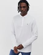 Allsaints Suspender Long Sleeve Ramskull Logo Polo Shirt In White