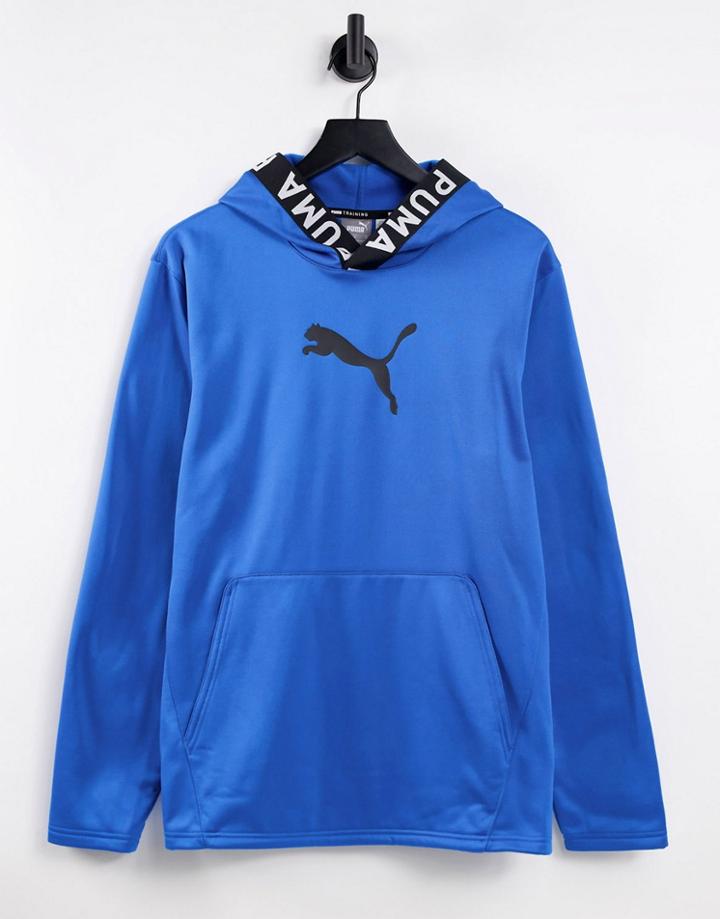 Puma Training Hoodie With Logo Banding In Blue-blues