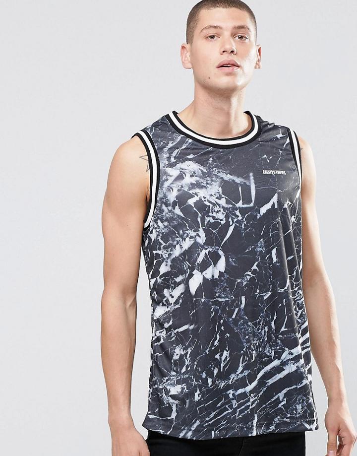 Cheats & Thieves Marble Print Vest - Black