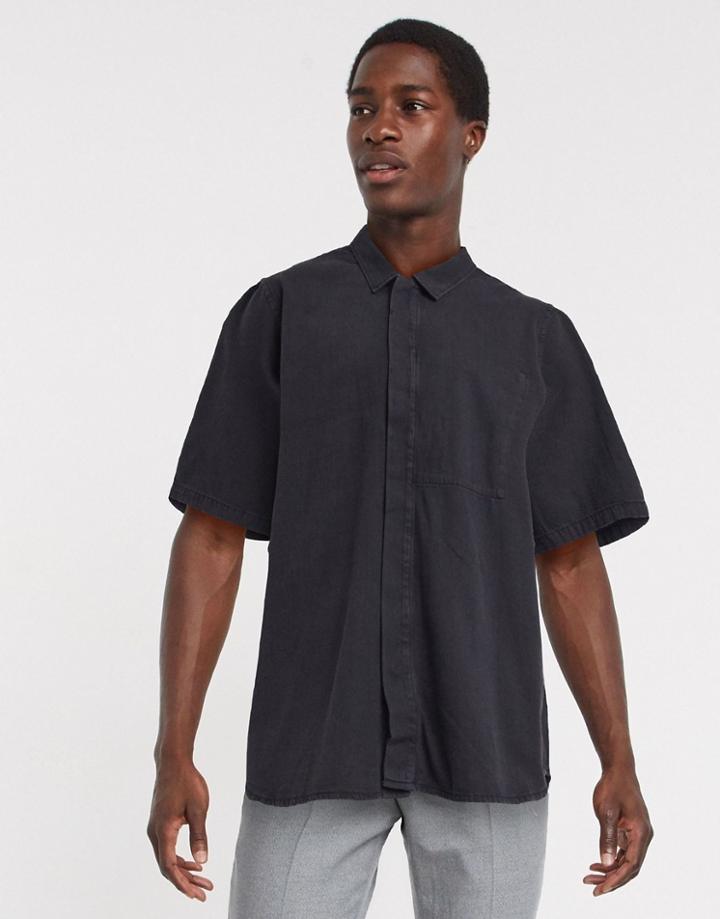 Weekday Airone Shirt In Black-green