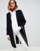 Gianni Feraud Slim Tailored Coat With Contrast Collar - Black
