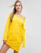 Asos Off Shoulder Sweat Dress - Yellow