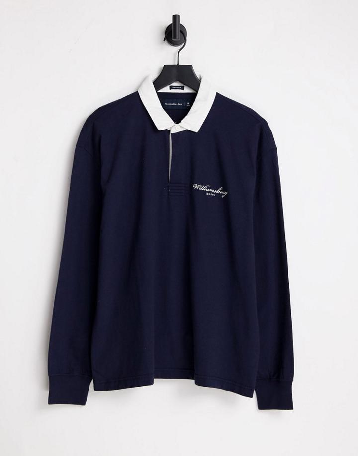 Abercrombie & Fitch Rugby Polo In Navy With Small Logo