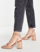 Asos Design Stelle Block Heeled Mid Shoes In Beige-neutral