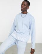 Asos Dark Future Oversized Long Sleeve T-shirt With Drawstring Hem In Blue Wash-blues