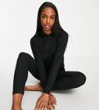 Asos Design Tall Lounge Super Soft Rib Oversized Hoodie With Splits & Legging Set In Black