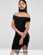 Club L Choker Detail Midi Dress - Black