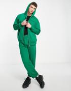 Mennace Essentials Zip-through Hoodie In Forest Green