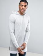 Asos Muscle Hoodie With Side Zips & T-shirt Hem - Gray