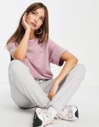 Asos Design Oversized T-shirt With Dipped Hem In Washed Mink-pink