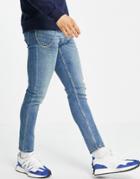 New Look Skinny Jeans With Chain In Mid Washed Blue-blues