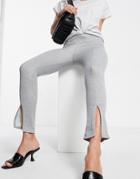 Fashionkilla Fitted Sweatpants With Slit In Gray-grey