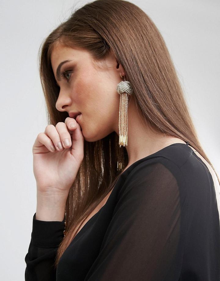 Vanessa Mooney Tassel Drop Earrings In Cream And Gold With Gold Plated Hook - Gold