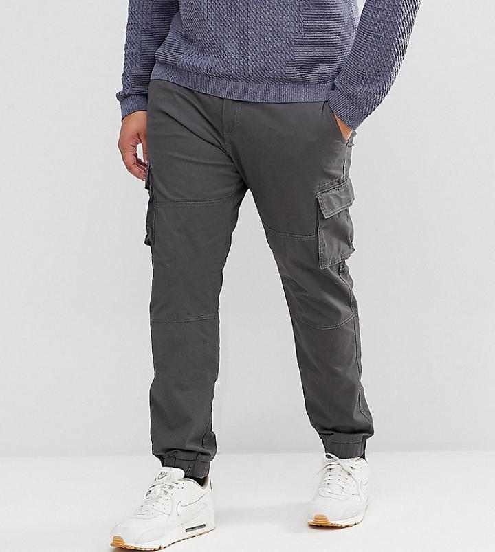Only & Sons Plus Cargo Pants With Cuffed Hem - Gray