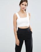 Lavish Alice Harness Strap Detail Crop Top - White