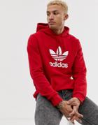Adidas Originals Hoodie With Trefoil Logo In Red - Red