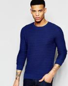 Pull & Bear Sweater In Textured Knit In Blue - Blue