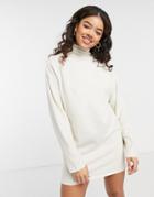 Monki Lo Recycled Polyester Sweater Dress In Beige-neutral