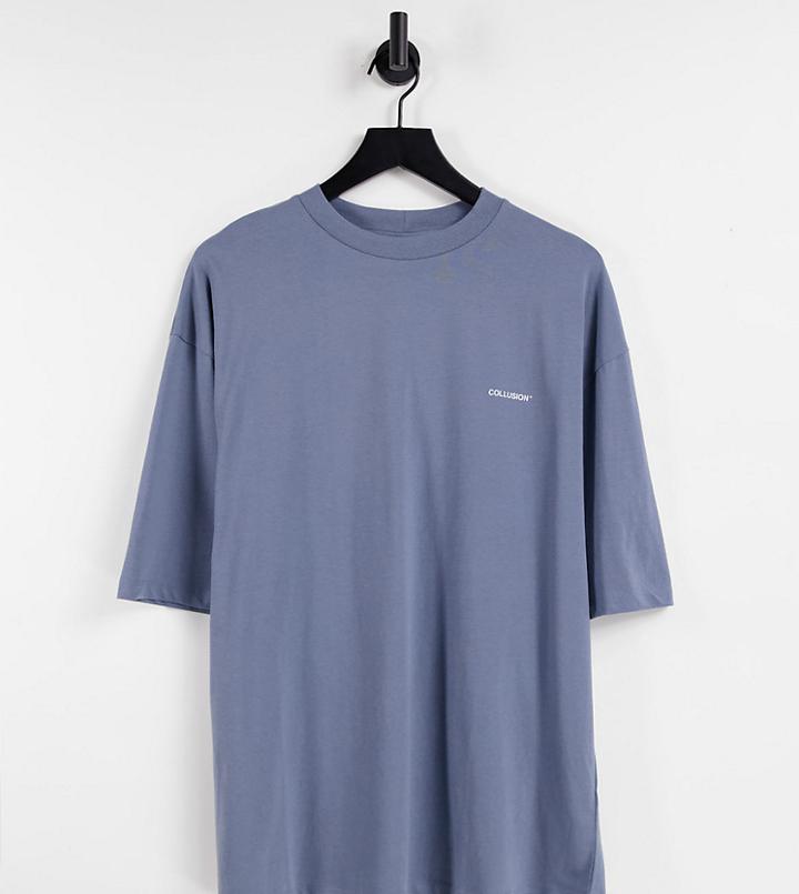 Collusion Organic Cotton Logo T-shirt In Dark Blue-blues