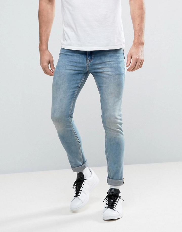 Asos Super Skinny Jeans In Dusty Blue Wash - Blue