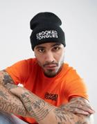 Crooked Tongues Beanie In Black With Embroidered Logo - Black