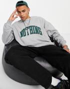 Good For Nothing Oversized Sweatshirt In Gray With Collegiate Print - Part Of A Set-grey