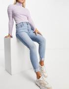 River Island Mid Rise Bum Sculpt Skinny Jeans In Light Blue-blues