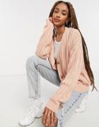 Brave Soul Posie Boxy Cardigan In Pink