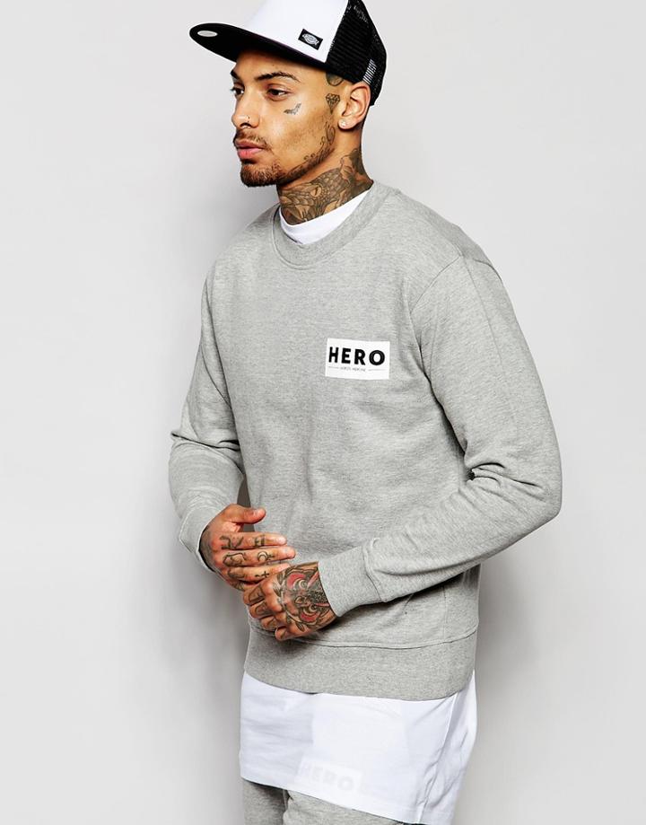 Hero's Heroine Sweatshirt With Small Logo - Gray Marl
