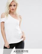 Asos Petite Top In Ponte With One Shoulder Tab - Cream