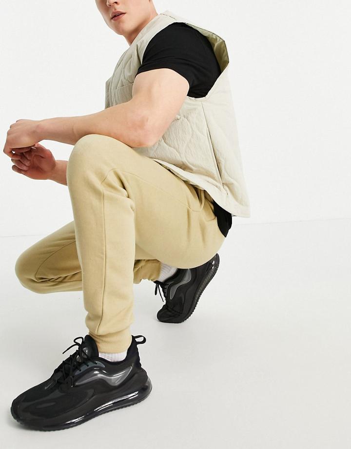 Le Breve Slim Fit Sweatpants In Stone - Part Of A Set-neutral