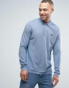 Lyle & Scott Long Sleeve Pique Polo Regular Fit Eagle Logo In Blue Marl - Blue
