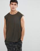 Brave Soul Raw Edge Sleeveless Tank - Green