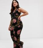 Brave Soul Plus Jumpsuit In Floral Print - Black