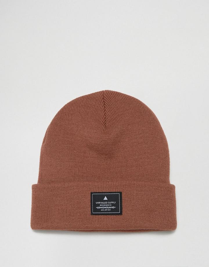 Asos Patch Beanie In Dusky Pink - Pink