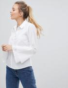 Only Helen Flounce Sleeve Shirt - White