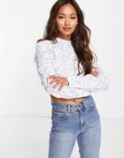 Glamorous Cropped Button Up Blouse In Blue Ditsy Floral - Part Of A Set-blues