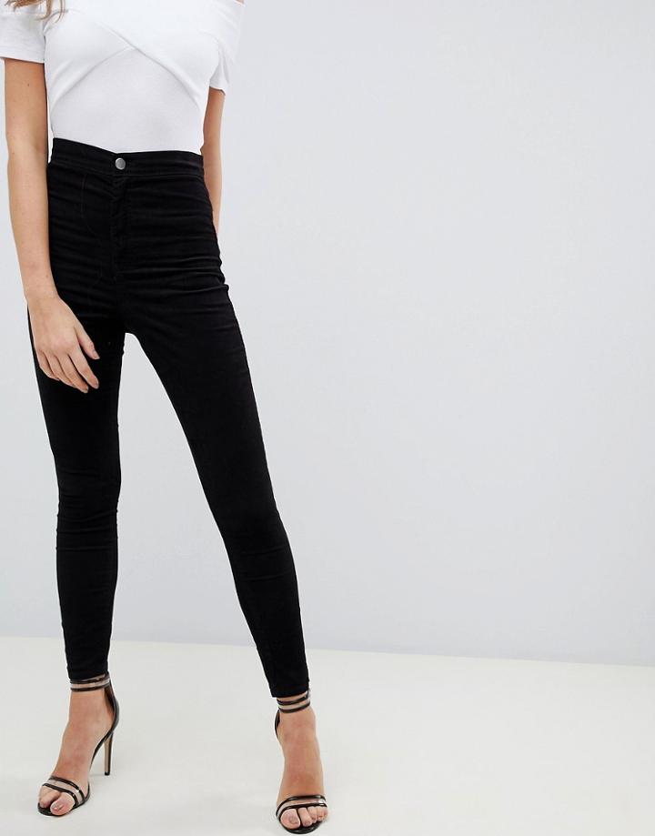 Asos Design Rivington High Waisted Cord Jegging In Black - Black